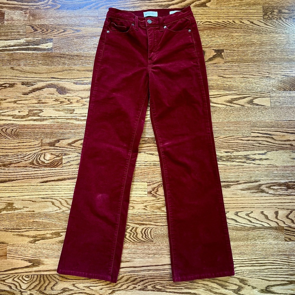 Jessica Simpson Lily Corduroy Pants Women's Sz 2 Burgundy High Rise Bootcut